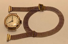 9ct GOLD LADIES WATCH APPROXIMATELY 7.6g, AND 9ct GOLD BRACELET APPROXIMATELY 6.8g WATCH NOT WORKING