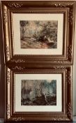 ALICE B HANDCOCK, PAIR OF WATERCOLOURS- LEIGH WOODS, GLAZED AND IN GOLD PAINTED FRAMES, EACH