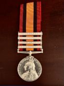 TRANSVAAL, RELIEF OF LADYSMITH ETC MEDAL- PTE J BAIN SCOTS FUSILIERS, TWO BATTLE BARS GOOD CONDITION