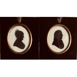 TWO MINIATURE SILHOUETTES- ROBERT VERE FOX AND ANOTHER, APPROXIMATELY 8 x 6cm BOTH AT FAULT