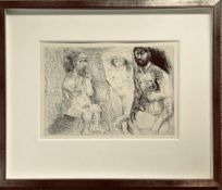 PABLO PICASSO, ETCHING- 'DEUX HOMMES BARBUS AVEC UNE FEMME NUE', 1966, GOLDMARK GALLERY,