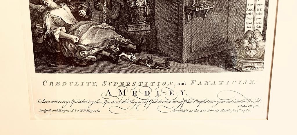 HOGARTH PRINT- CREDULITY, SUPERSTITION AND FANATICISM, 1762, APPROXIMATELY 45 x 35cm - Image 2 of 2