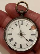 UNMARKED WHITE METAL POCKET WATCH, WEIGHT APPROXIMATELY 41g NOT TESTED, QUADRANT DAMAGED