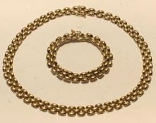 9ct GOLD BRACELET AND NECKLACE SET, TOTAL WEIGHT APPROXIMATELY 44g
