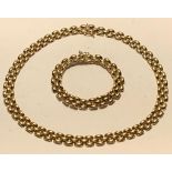 9ct GOLD BRACELET AND NECKLACE SET, TOTAL WEIGHT APPROXIMATELY 44g