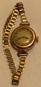 9ct GOLD LADIES WATCH, APPROXIMATELY 22.4g NOT IN WORKING ORDER