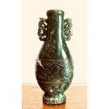 SPINACH JADE ORIENTAL OVOID VASE, 20th CENTURY, APPROXIMATELY 15cm HIGH
