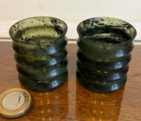 TWO JADE CUPS, APPROXIMATELY 3.75cm HIGH