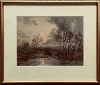 A KEMP-TEBBY, WATERCOLOUR- THE WEIR POOL, SIGNED LOWER RIGHT, FRAMED AND GLAZED, APPROXIMATELY 16