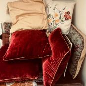 COLLECTION OF TEN CUSHIONS PLUS A MAT