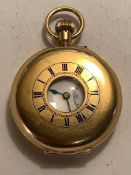 18ct GOLD ANTIQUE HALF HUNTER WATCH, 1914, BIRMINGHAM, WEIGHT APPROXIMATELY 96.4g NOT WORKING,