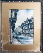 GRACE BASSET 1865-1946, 'THE HIGH STREET' (POSSIBLY KENT), WATERCOLOUR, FRAMED AND GLAZED,