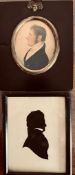 TWO MINIATURE PORTRAITS, POLYCHROME AND SILHOUETTE