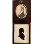 TWO MINIATURE PORTRAITS, POLYCHROME AND SILHOUETTE