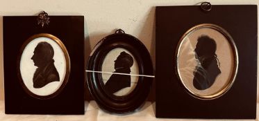 THREE MINIATURE SILHOUETTE PORTRAITS- HUMPHREY COLLINS, HENRY ROE DIED 1813 AND CAMPBELL R CIRCA