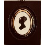 MINIATURE SILHOUETTE OF ELIZABETH GOODFORD, DIED 1828, APPROXIMATELY 8 x 6cm