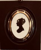 MINIATURE SILHOUETTE OF ELIZABETH GOODFORD, DIED 1828, APPROXIMATELY 8 x 6cm