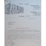 The Iron Door Club letter dated 28th December 1962 to Joe Flannery with regards the hire of the club