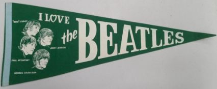 I Love The Beatles American Green Pennant featuring group pictures