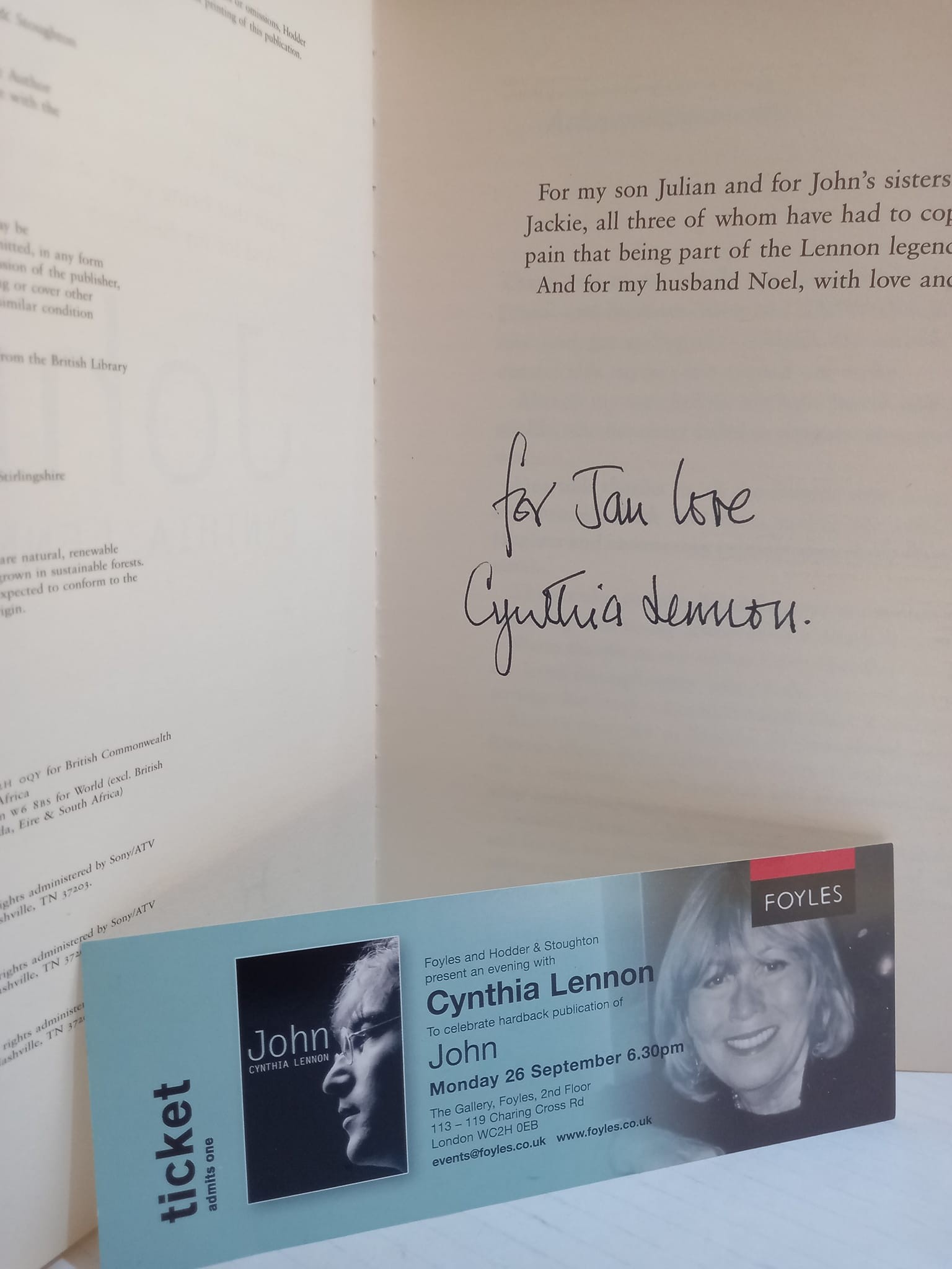 John by Cynthia Lennon book UK Hardback signed by Cynthia - Image 2 of 2