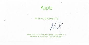 Apple Records compliments slip signed by Neil Aspinal first name only This item are formerly the