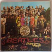 The Beatles Sgt Pepper Lonely Hearts Club Band Album Black & Yellow Parlophone PMC7027 Wide Spine