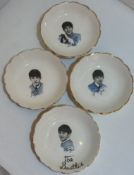 Four Original Beatles Washington Pottery Sweet Dishes UK c1964