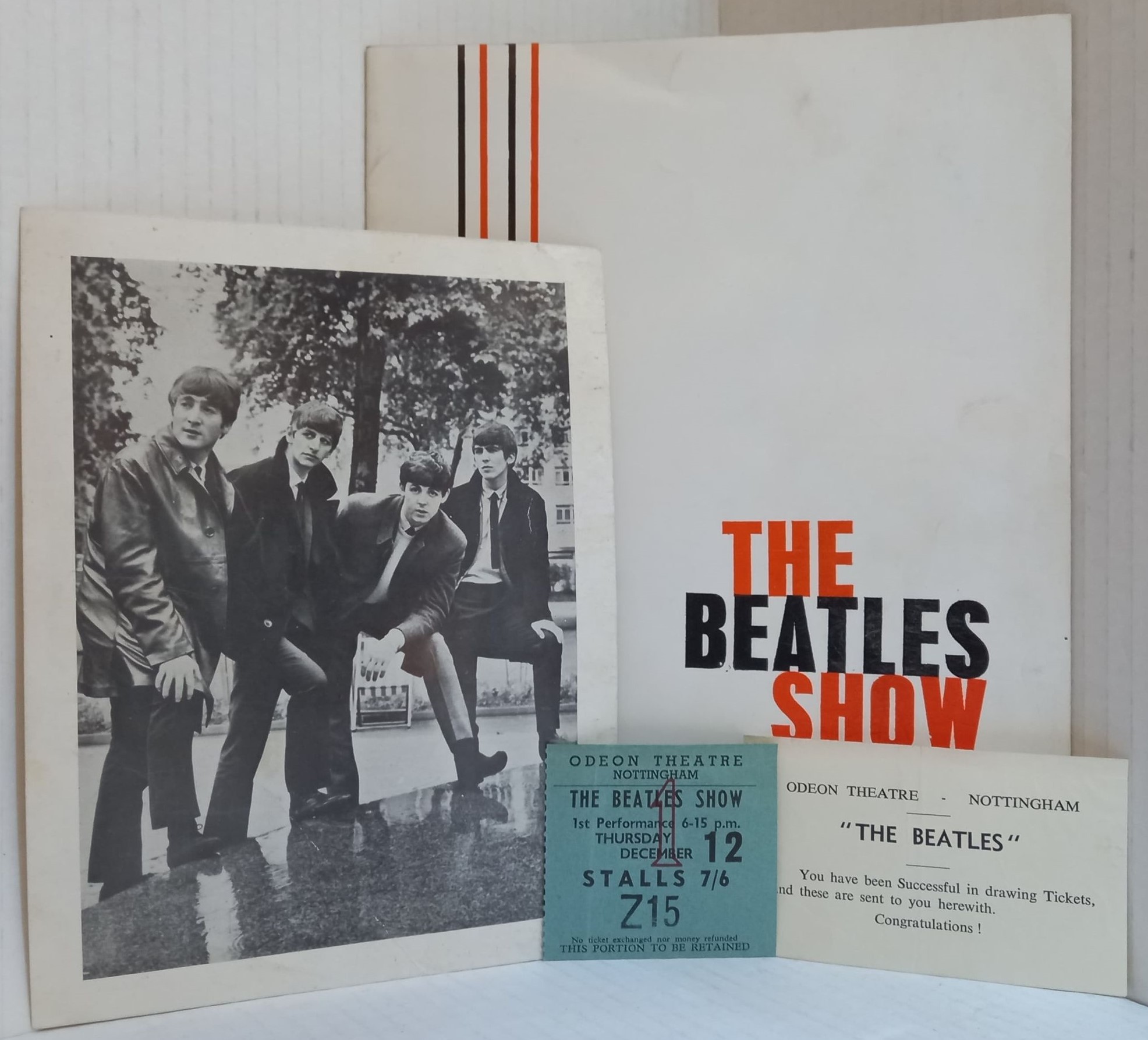 The Beatles Show programme rare White Cover with ticket stub for Nottingham Odeon Theatre 12th