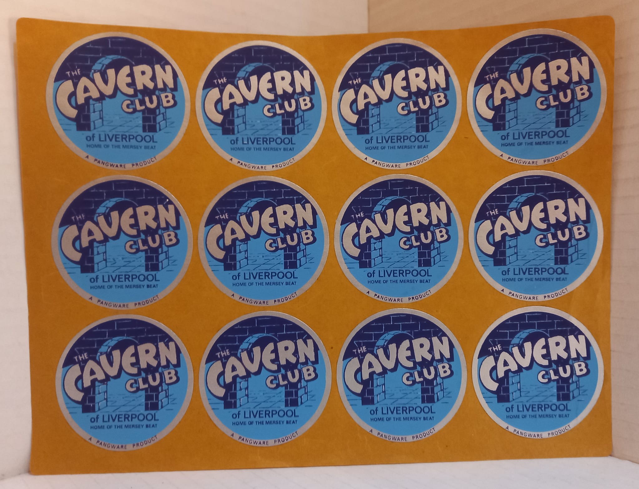Complete Sheet of Original Cavern Club circular stickers made by Pangware UK 1967