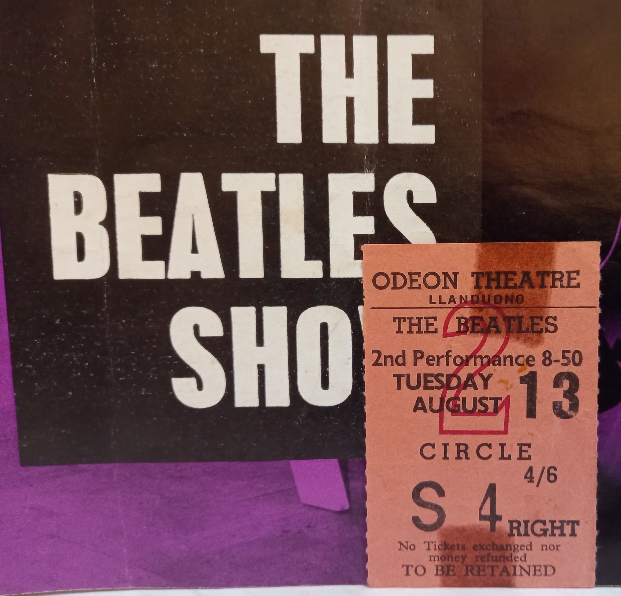 The Beatles Show Programme for Llandudno Odeon Theatre with ticket stub dated 13th August 1963 (2) - Image 2 of 3