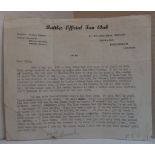 The Rattles Official Fan Club headed note paper, with typed letter to Mike