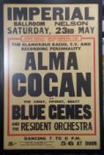 Alma Cogan & Blue Genes (later The Swinging Bluegenes) concert poster for Imperial Ballroom Nelson