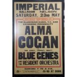 Alma Cogan & Blue Genes (later The Swinging Bluegenes) concert poster for Imperial Ballroom Nelson