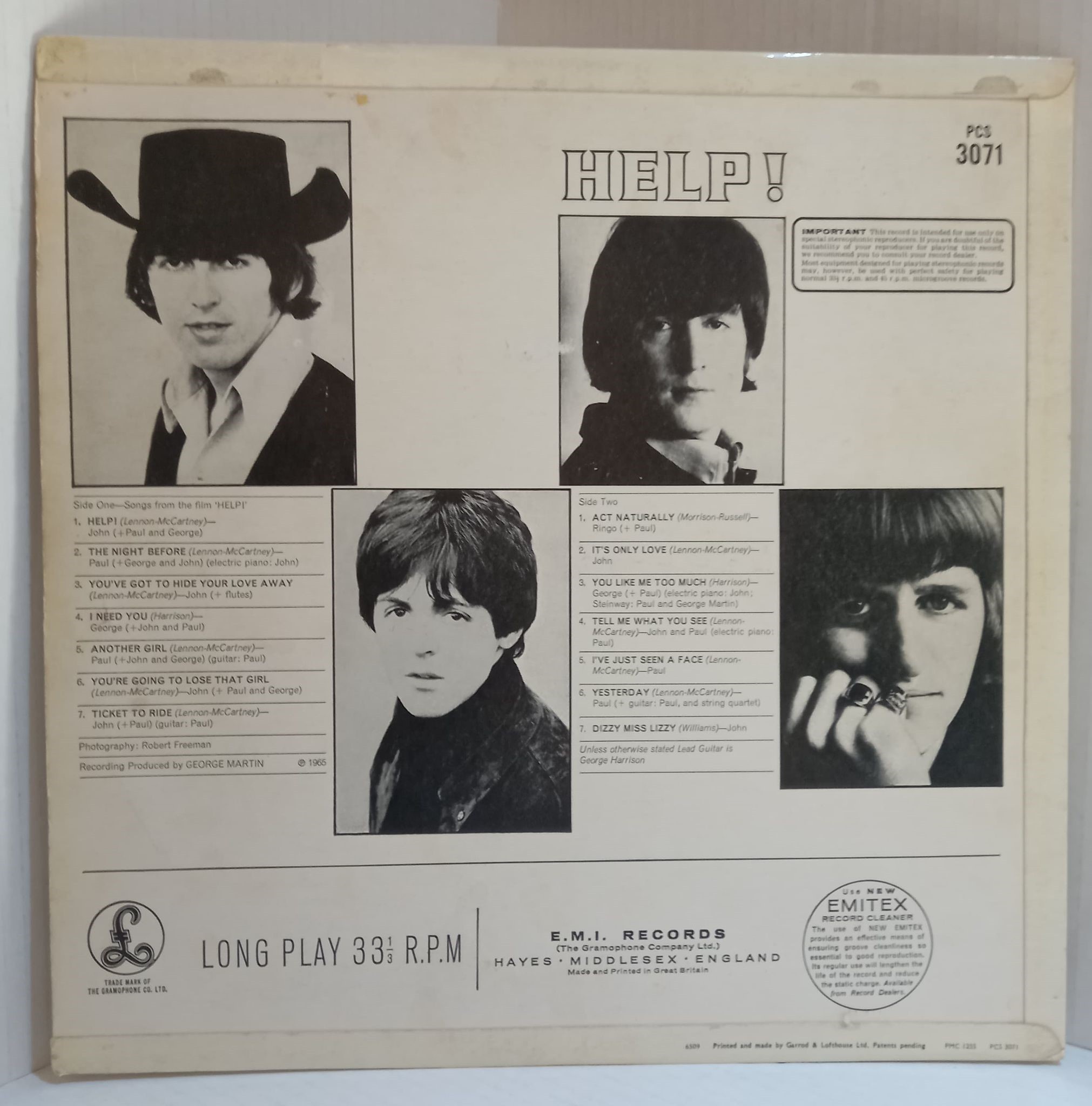 The Beatles HELP! PCS 3071 UK Stereo Black and Yellow Label Parlophone Album excellent condition - Image 2 of 5