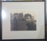 John Lennon and Stuart Sutcliffe sepia toned print by Astrid Kirchherr No 9/500 framed and glazed