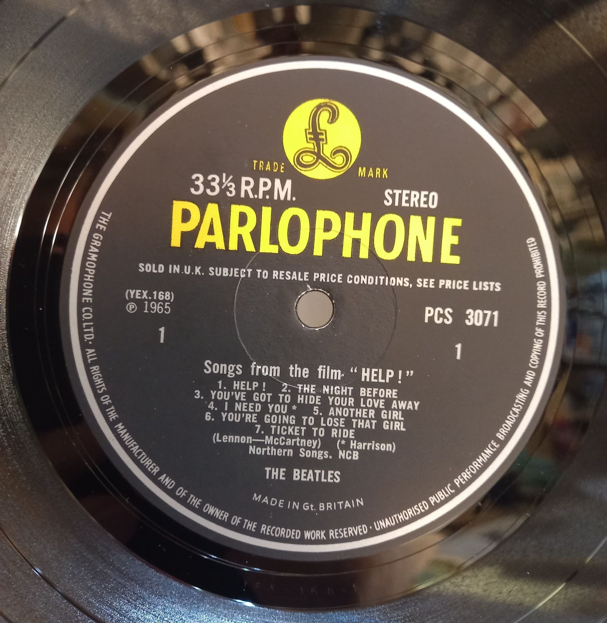 The Beatles HELP! PCS 3071 UK Stereo Black and Yellow Label Parlophone Album excellent condition - Image 3 of 5