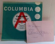 Alma Cogan Eight Days A Week-Help Columbia Demo 7” single with signed page from autograph book