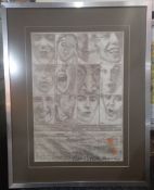 Klaus Voormann Four Track print signed framed and glazed measures approx 32” x 22”