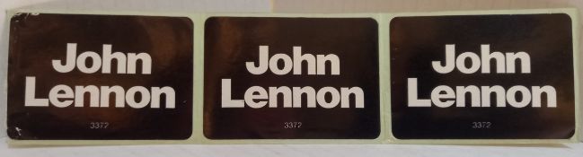 Three unused John Lennon 3372 stickers used on USA additions of John Lennon Plastic Ono Band LP