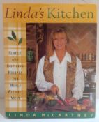 Linda Kitchen book signed and dedicated inside For Victoria, Geoffrey & Family Go Veggie & Love