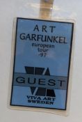 Two cards from Art Garfunkel + Tour Pass This item is formerly the property of Beatles Recording