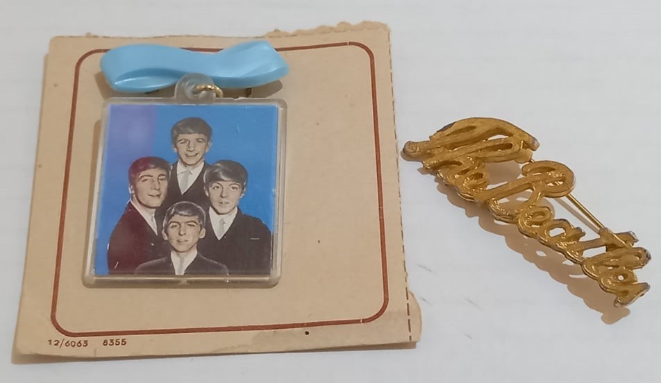 The Beatles Flasher Brooch and The Beatles Script Brooch (2)