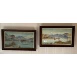 A pair of early 20th century oak framed watercolours, frame size 54 x 34cm.