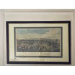 An early framed coloured lithograph of "The extraordinary steeple chase for 1000 sovereigns",