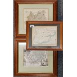 Three early framed maps of Essex, Hertfordshire and Surrey, largest frame size 44 x 40cm.