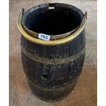 A 19t century brass bound log barrel, H. 37cm.