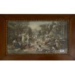 A Regency framed watercolour enhanced print of a Roman scene. Frame size 75 x 46cm.