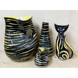 A group of four 1960's Brazilian pottery items, tallest H. 25cm. Minor glaze chips to two pieces.