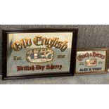 Two framed pub advertising mirrors, largest 91 x 66cm.