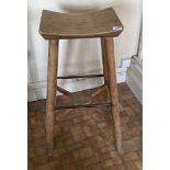 An interesting elm high kitchen stool, H. 71cm.